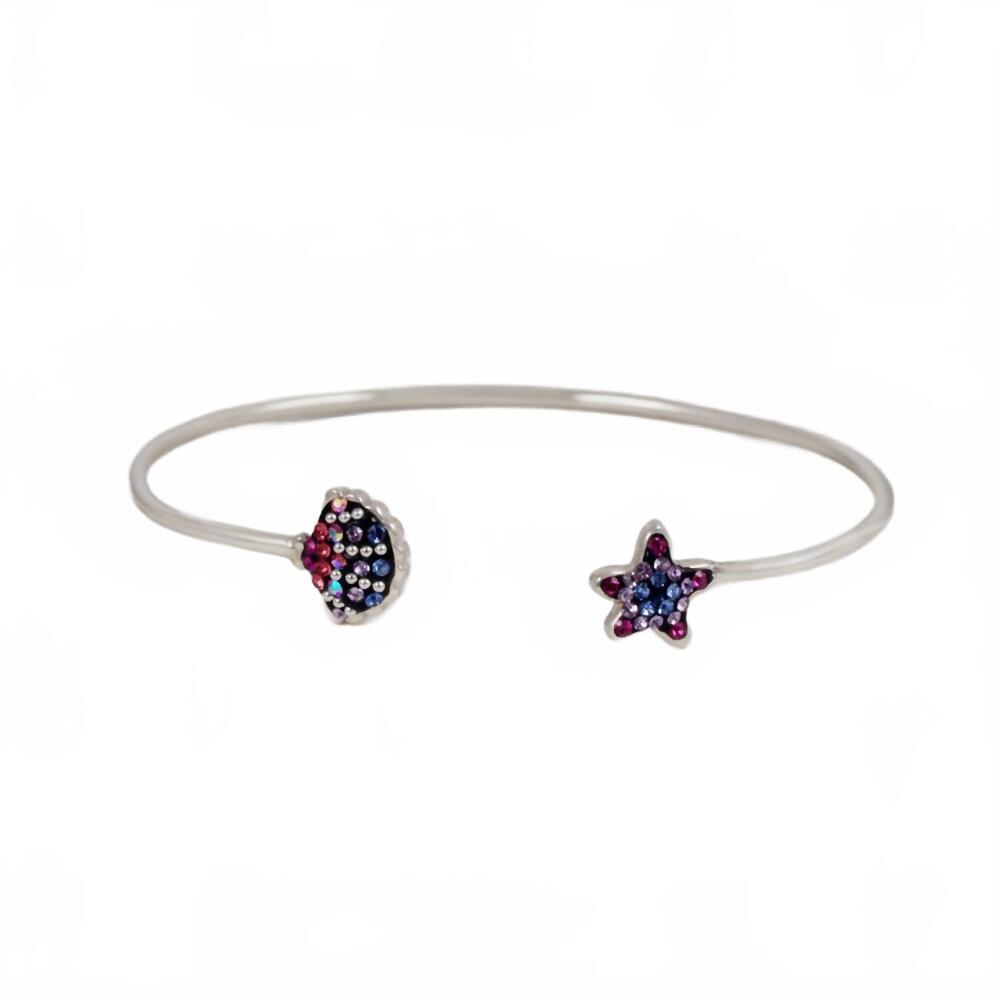 NEW MOSAICO women's austrian crystals seashell & starfish bracelet in silver mul